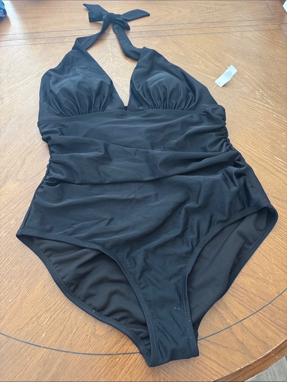 Gap Classic Black Tie Halter One-Piece Rucked Swimsuit Xl NWT